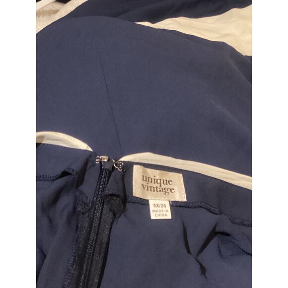 Unique Vintage 1920s Navy & Cream Wilshire Flapper Day Dress 5X 26 NWOT - Picture 6 of 6